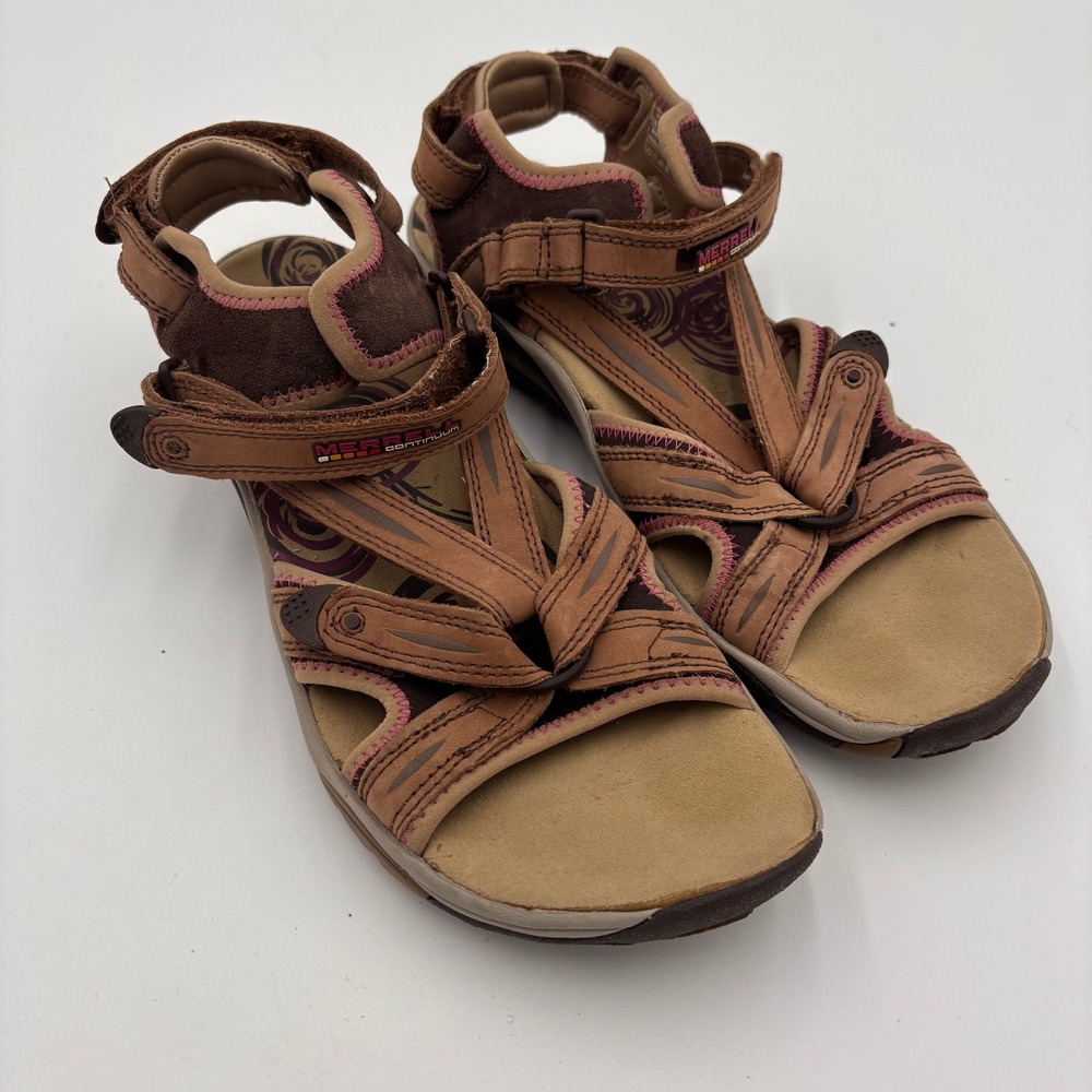 Merrell Siren Wrap Q2 Hiking Sandals Womens 10 Brown Pink Vibram Strappy